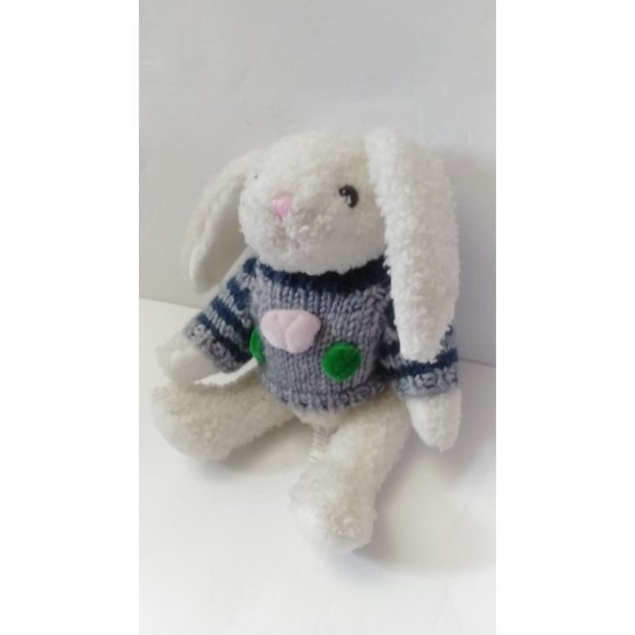 Chrisha Playful Plush Vtg. 80s Bunny Rabbit in Sweater 8" Stuff Animal Plush BI - Picture 5 of 8